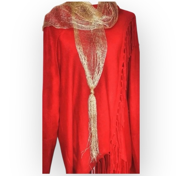 Gold Metallic Mesh Ladies Fashion Scarf with Fringe - Picture 1 of 4